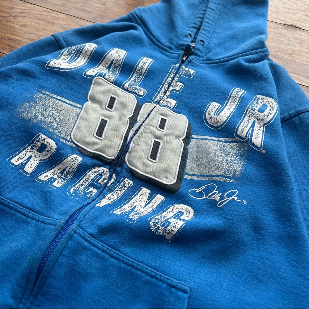 Vintage Nascar Dale Jr. Racing #88 Men’s Blue Large Zip Up Hooded Jacket Y2K